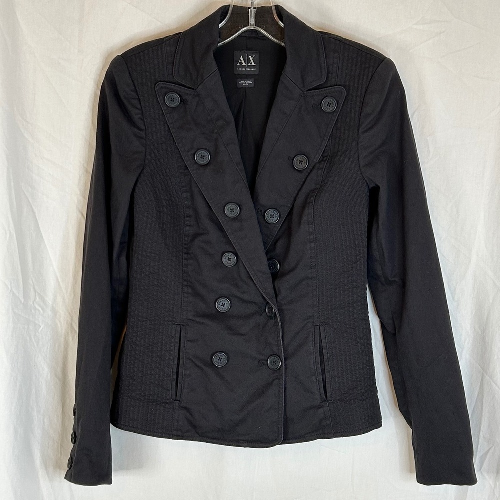 Armani Exchange Women's XS Black Double Breasted Blazer Jacket